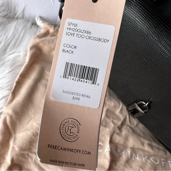 NWT brand new Rebecca Minkoff Love Too Crossbody Black Chain Strap Purse Bag - Picture 9 of 9